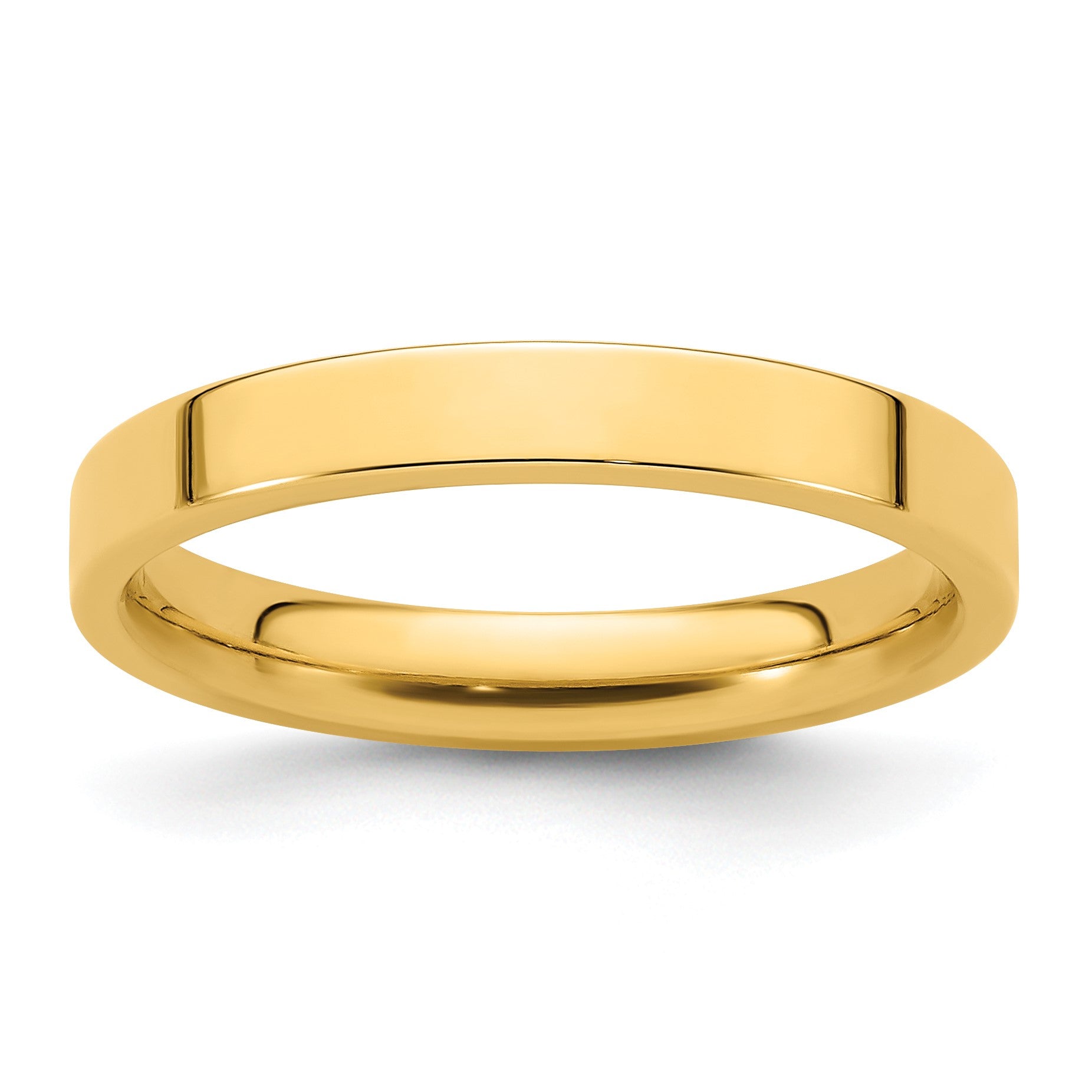 14k Yellow Gold 3mm Standard Weight Flat Comfort Fit Wedding Band Size 6.5