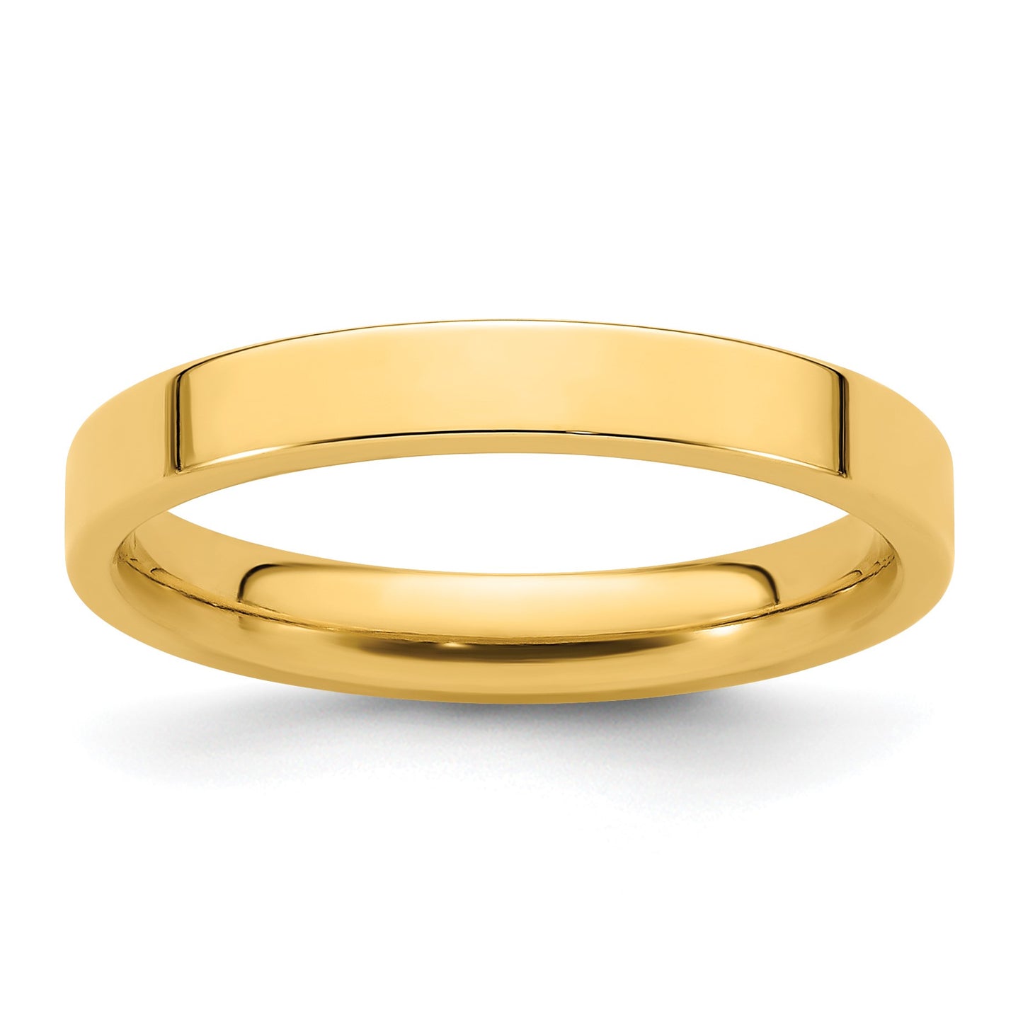 14k Yellow Gold 3mm Standard Weight Flat Comfort Fit Wedding Band Size 4