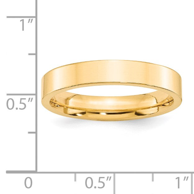 14k Yellow Gold 4mm Standard Weight Flat Comfort Fit Wedding Band Size 5