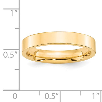 14k Yellow Gold 4mm Standard Weight Flat Comfort Fit Wedding Band Size 7.5