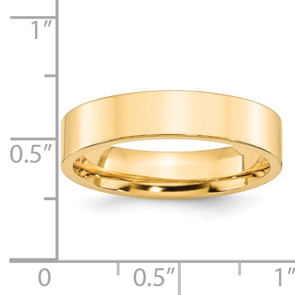 14k Yellow Gold 5mm Standard Weight Flat Comfort Fit Wedding Band Size 10