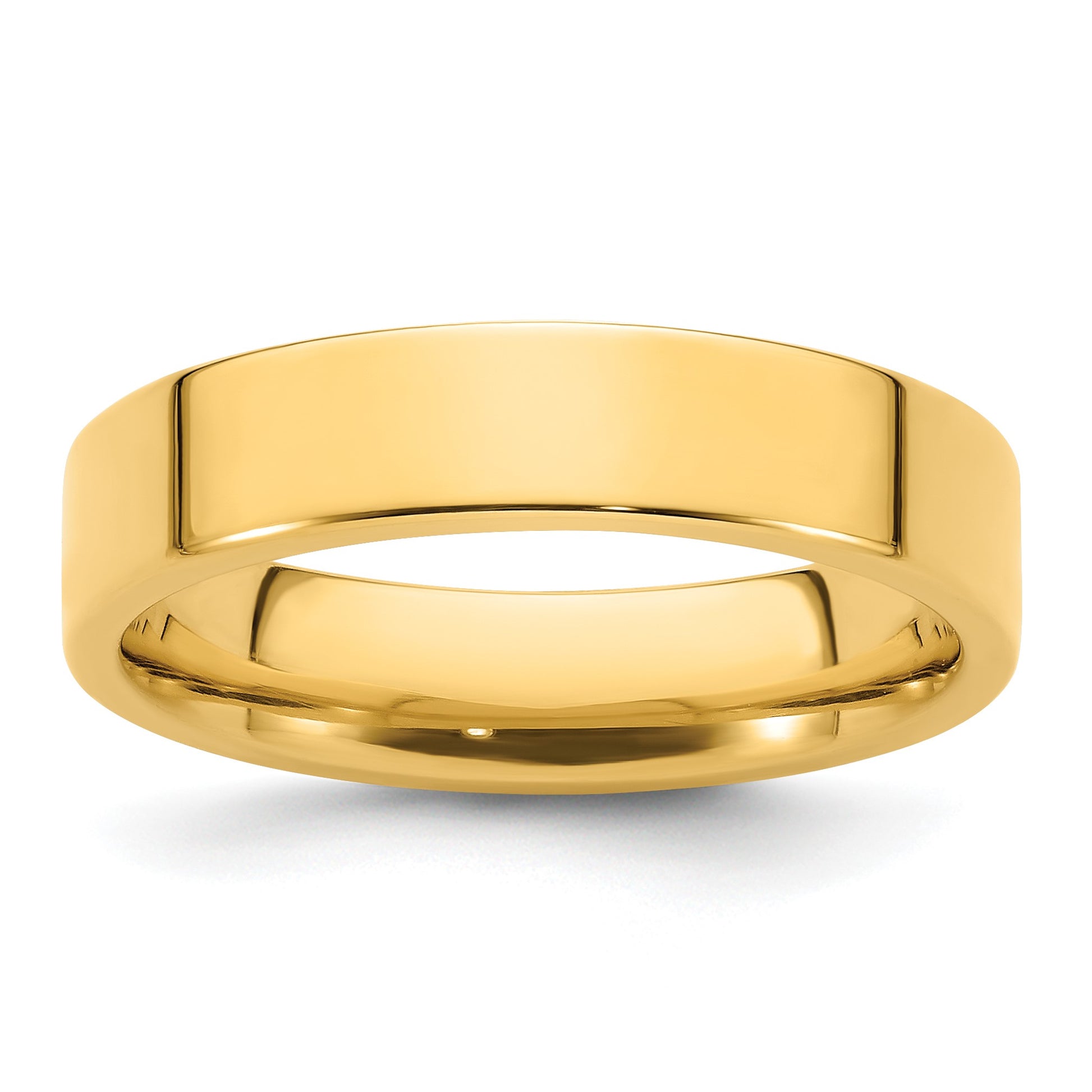 14k Yellow Gold 5mm Standard Weight Flat Comfort Fit Wedding Band Size 7.5