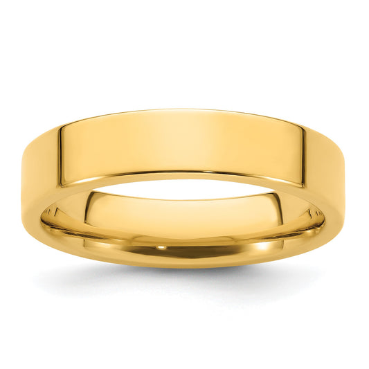 14k Yellow Gold 5mm Standard Weight Flat Comfort Fit Wedding Band Size 7.5