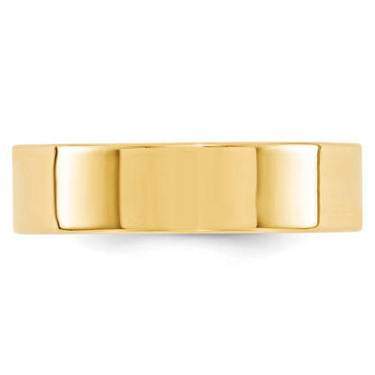 14k Yellow Gold 6mm Standard Weight Flat Comfort Fit Wedding Band Size 7