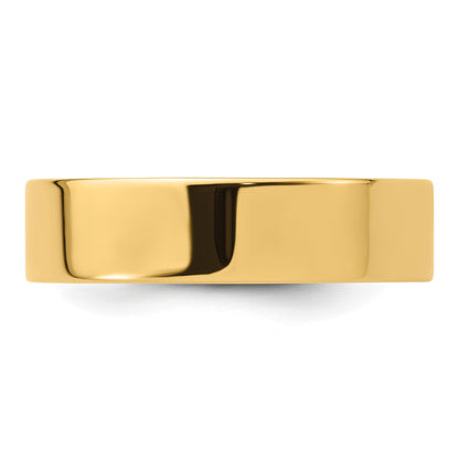 14k Yellow Gold 6mm Standard Weight Flat Comfort Fit Wedding Band Size 11