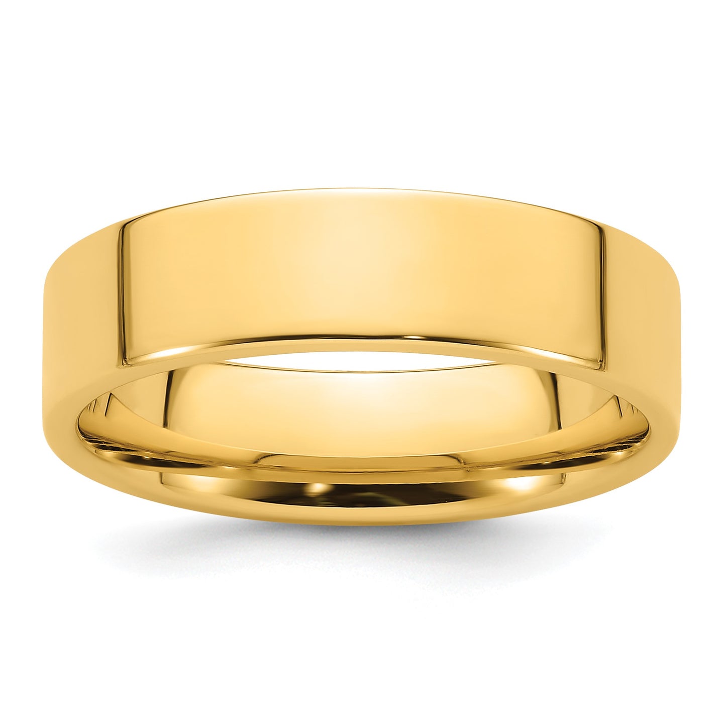 14k Yellow Gold 6mm Standard Weight Flat Comfort Fit Wedding Band Size 5