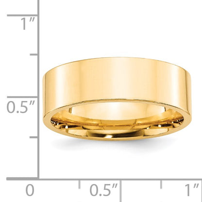 14k Yellow Gold 7mm Standard Weight Flat Comfort Fit Wedding Band Size 7.5