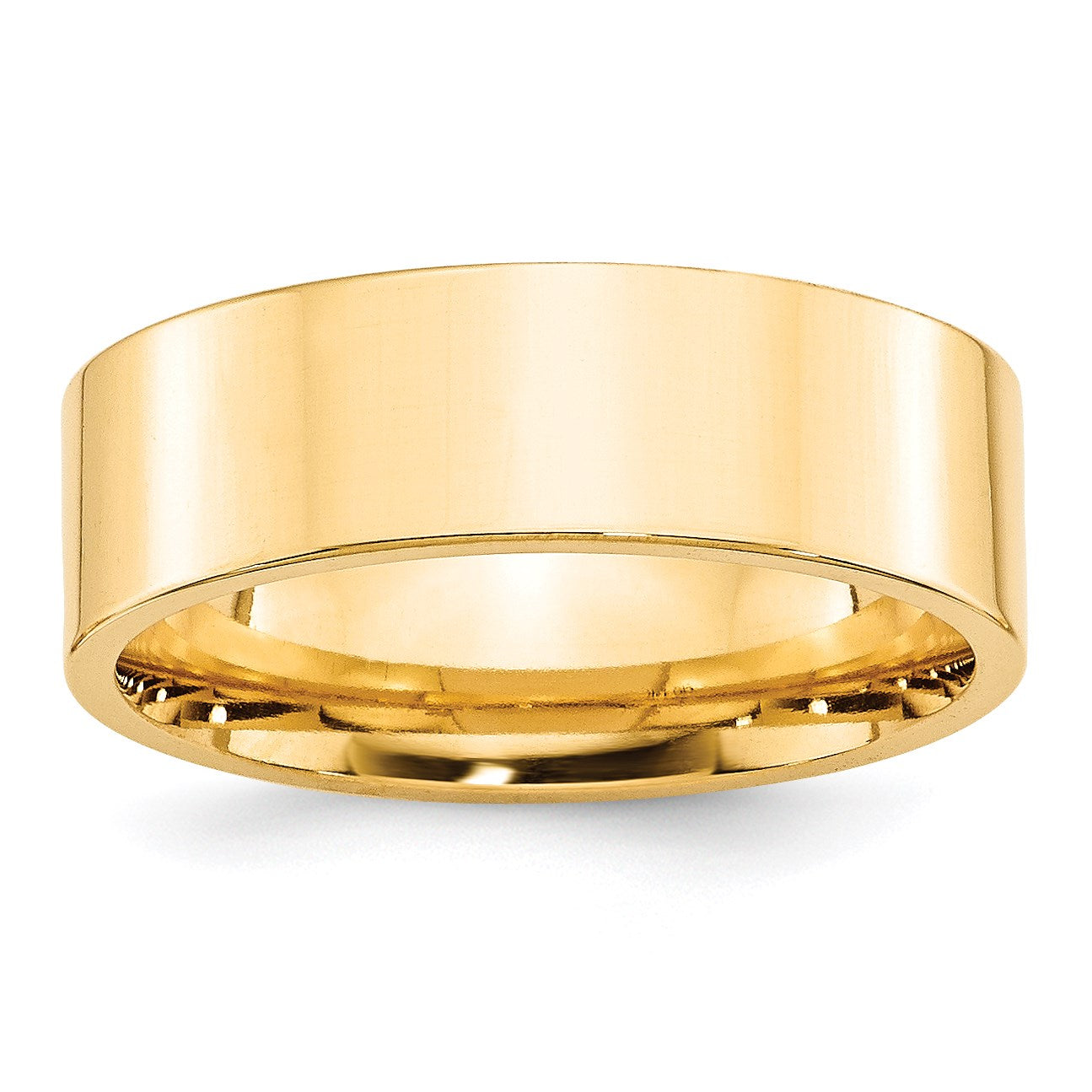 14k Yellow Gold 7mm Standard Weight Flat Comfort Fit Wedding Band Size 10
