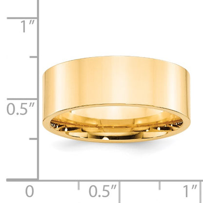 14k Yellow Gold 8mm Standard Weight Flat Comfort Fit Wedding Band Size 10