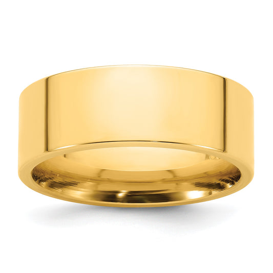 14k Yellow Gold 8mm Standard Weight Flat Comfort Fit Wedding Band Size 5.5