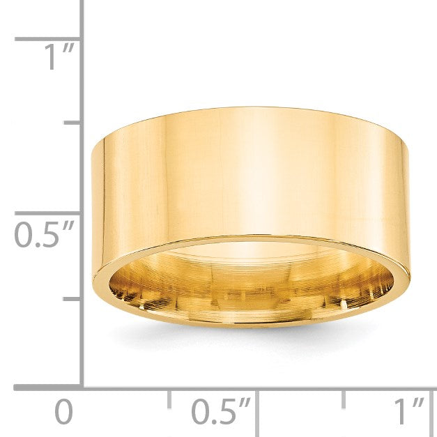 14k Yellow Gold 10mm Standard Weight Flat Comfort Fit Wedding Band Size 13