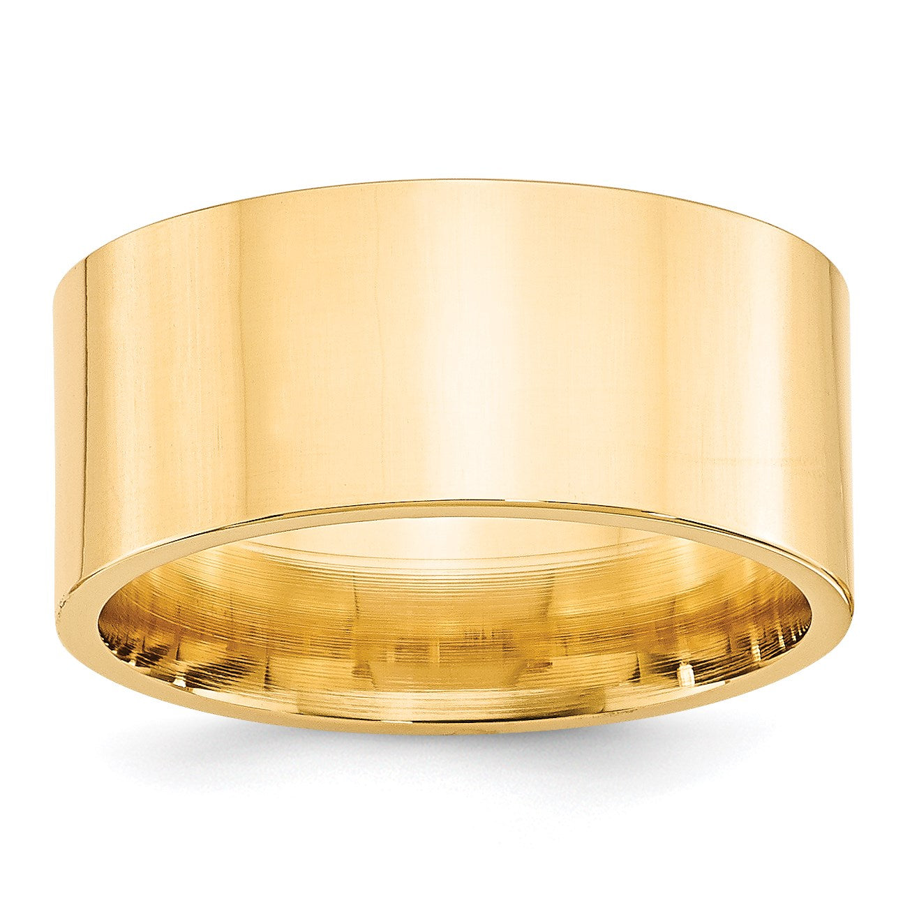 14k Yellow Gold 10mm Standard Weight Flat Comfort Fit Wedding Band Size 13