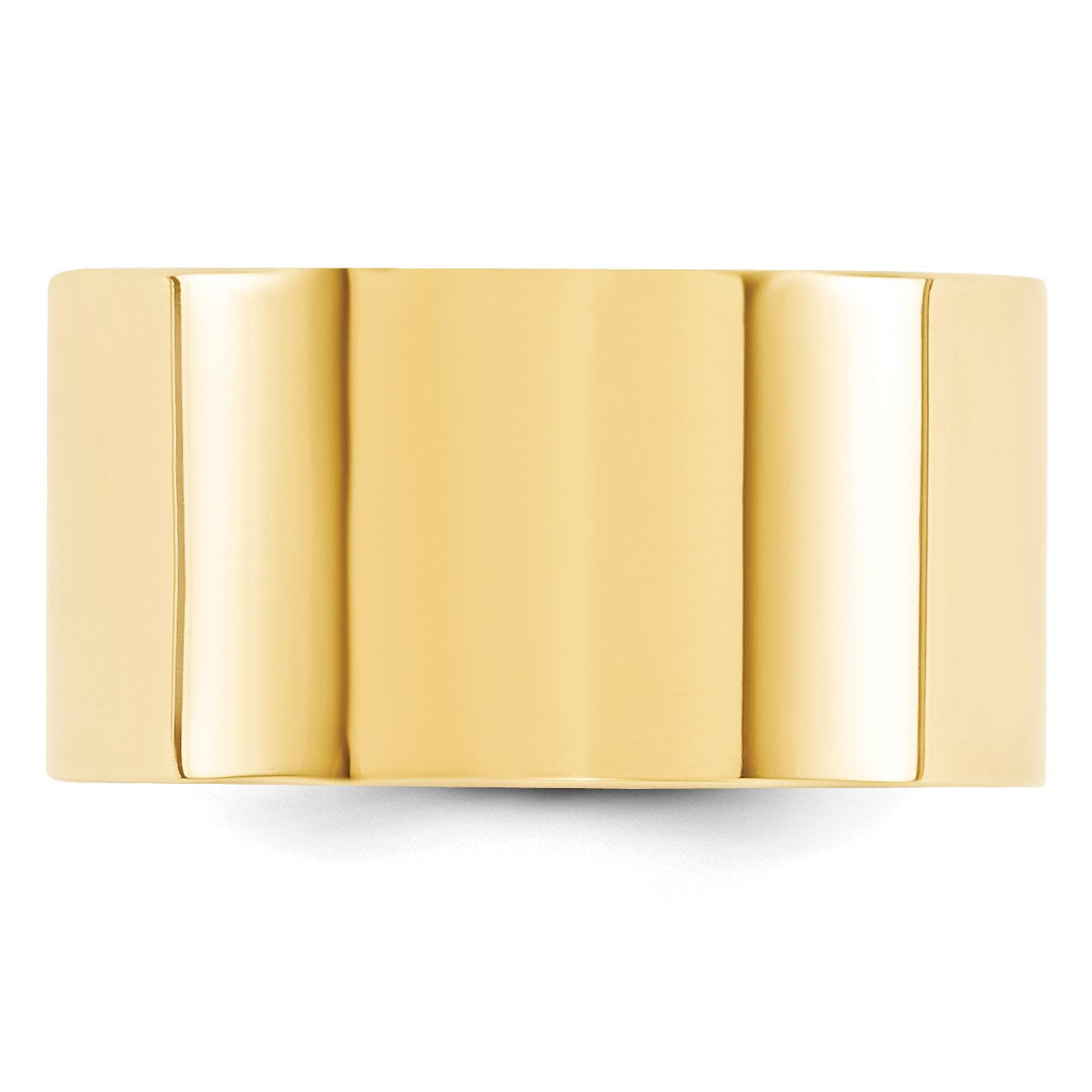 14k Yellow Gold 12mm Standard Weight Flat Comfort Fit Wedding Band Size 4.5