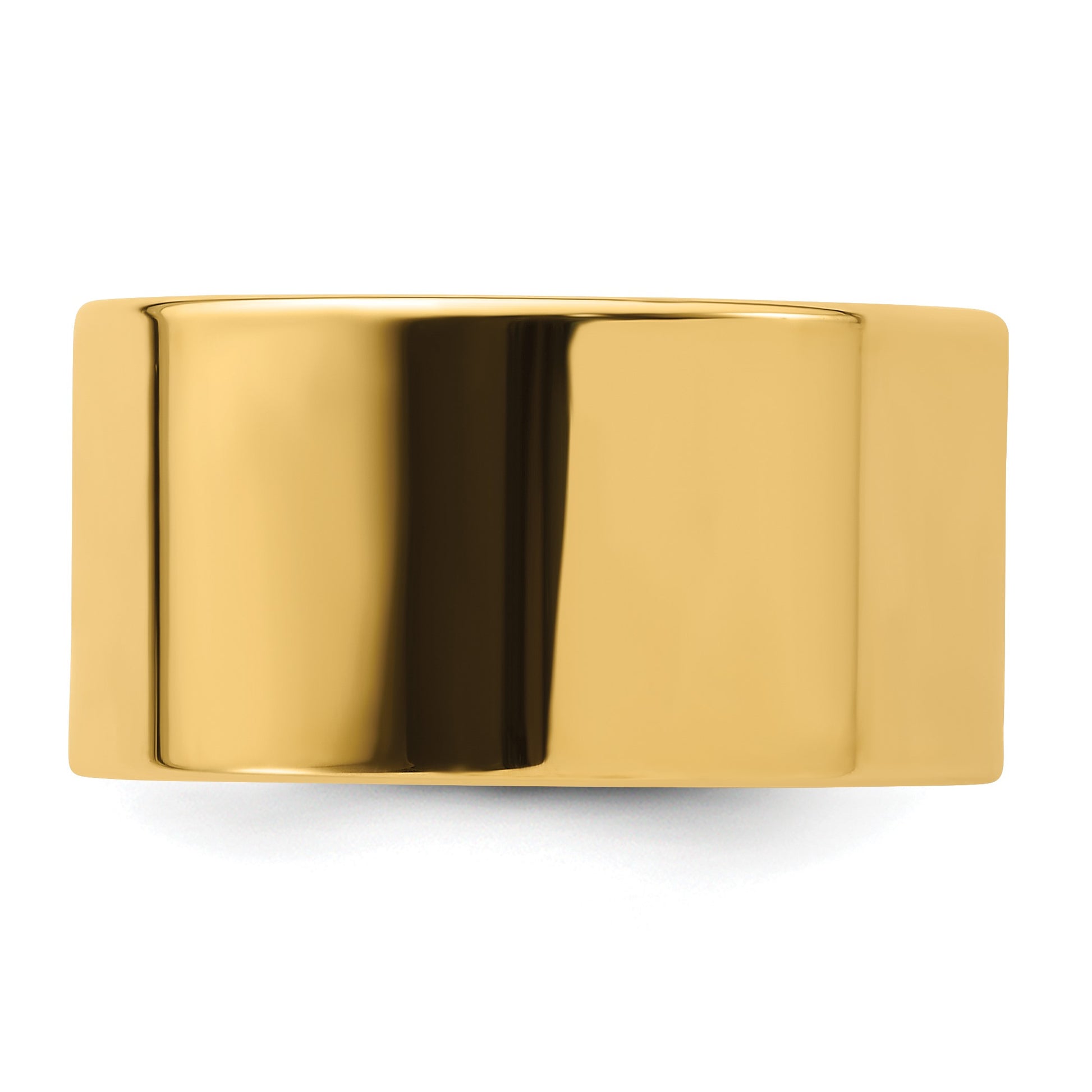 14k Yellow Gold 12mm Standard Weight Flat Comfort Fit Wedding Band Size 10.5