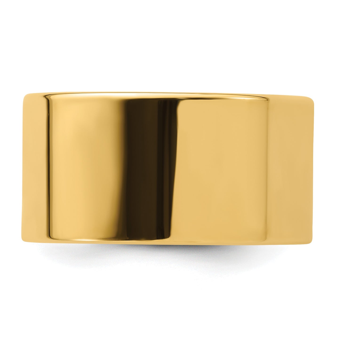 14k Yellow Gold 12mm Standard Weight Flat Comfort Fit Wedding Band Size 4.5