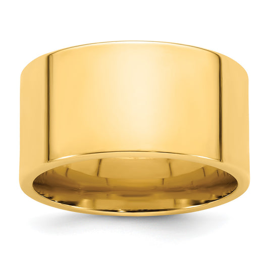 14k Yellow Gold 12mm Standard Weight Flat Comfort Fit Wedding Band Size 10.5