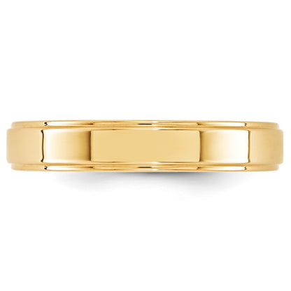 14k Yellow Gold 4mm Flat with Step Edge Wedding Band Size 9.5