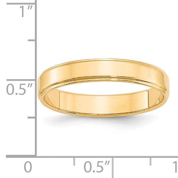 14k Yellow Gold 4mm Flat with Step Edge Wedding Band Size 10.5