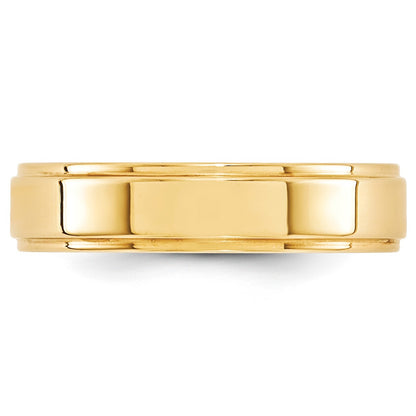 14k Yellow Gold 5mm Flat with Step Edge Wedding Band Size 8
