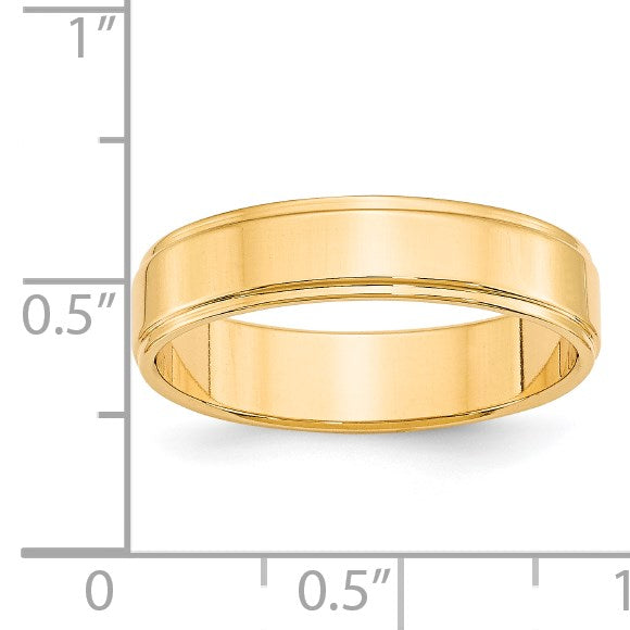14k Yellow Gold 5mm Flat with Step Edge Wedding Band Size 8.5