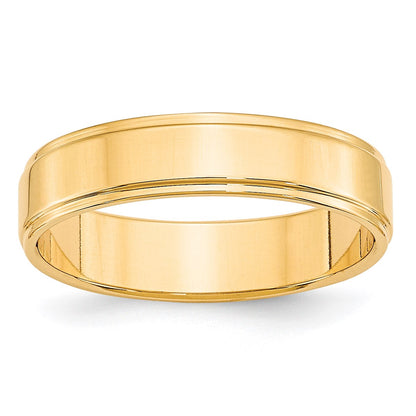 14k Yellow Gold 5mm Flat with Step Edge Wedding Band Size 10
