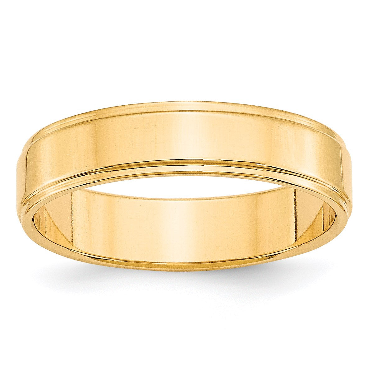 14k Yellow Gold 5mm Flat with Step Edge Wedding Band Size 11