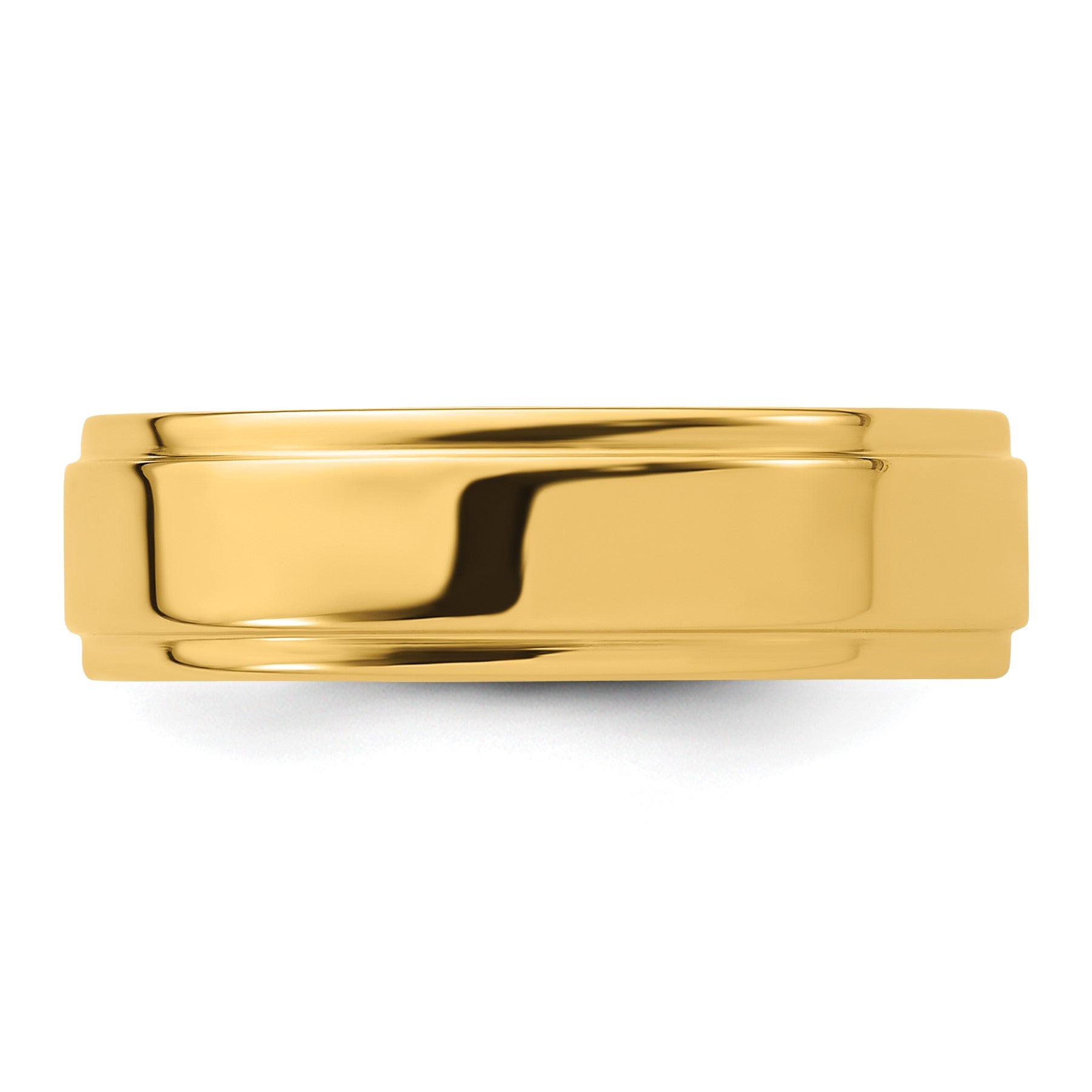 14k Yellow Gold 6mm Flat with Step Edge Wedding Band Size 7.5