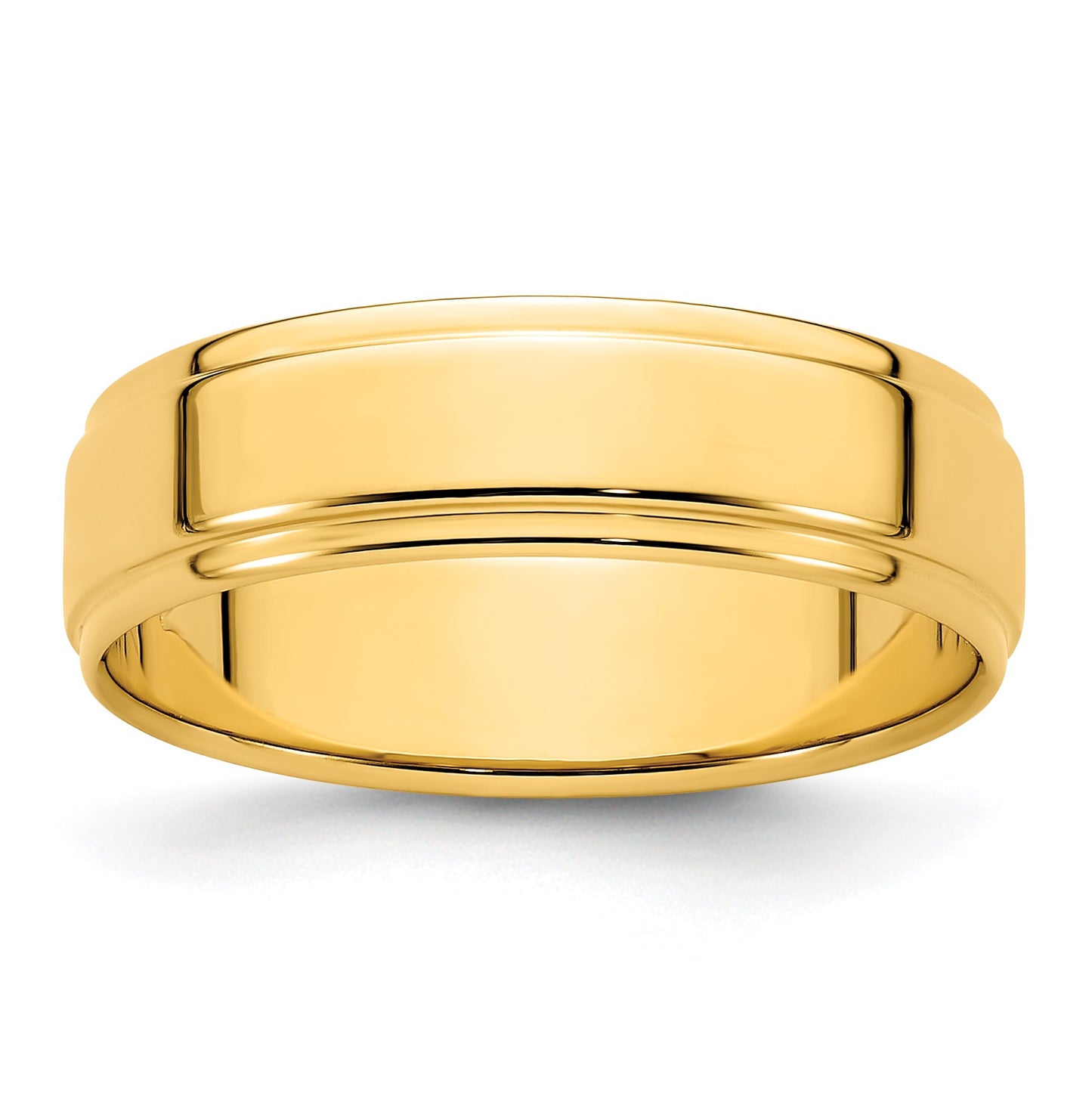 14k Yellow Gold 6mm Flat with Step Edge Wedding Band Size 12.5