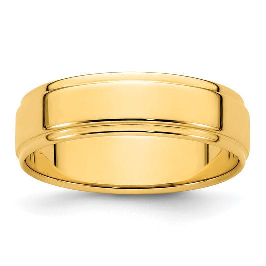 14k Yellow Gold 6mm Flat with Step Edge Wedding Band Size 11.5