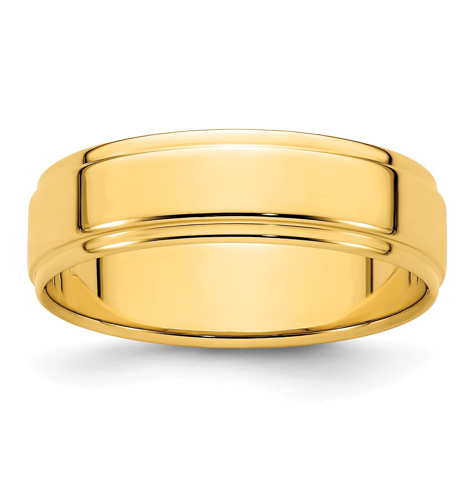 14k Yellow Gold 6mm Flat with Step Edge Wedding Band Size 9.5