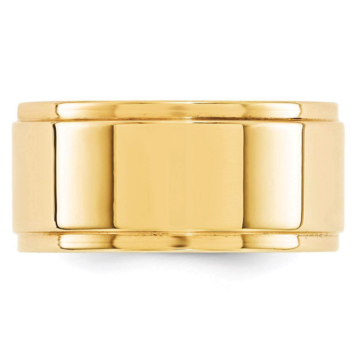 14k Yellow Gold 10mm Flat with Step Edge Wedding Band Size 9