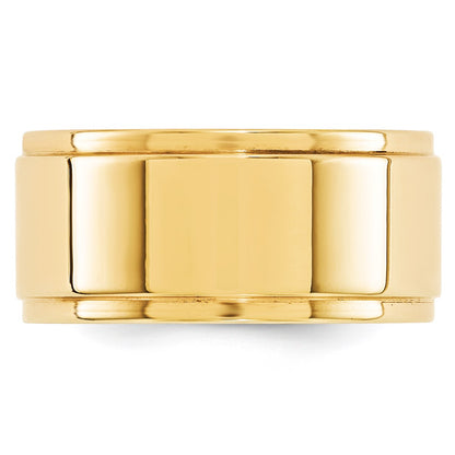 14k Yellow Gold 10mm Flat with Step Edge Wedding Band Size 9