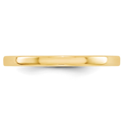 14k Yellow Gold 2mm Lightweight Flat Wedding Band Size 12