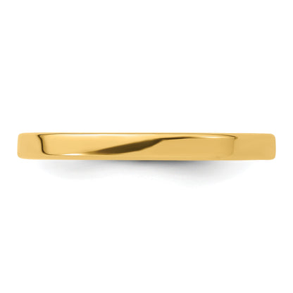 14k Yellow Gold 2mm Lightweight Flat Wedding Band Size 10