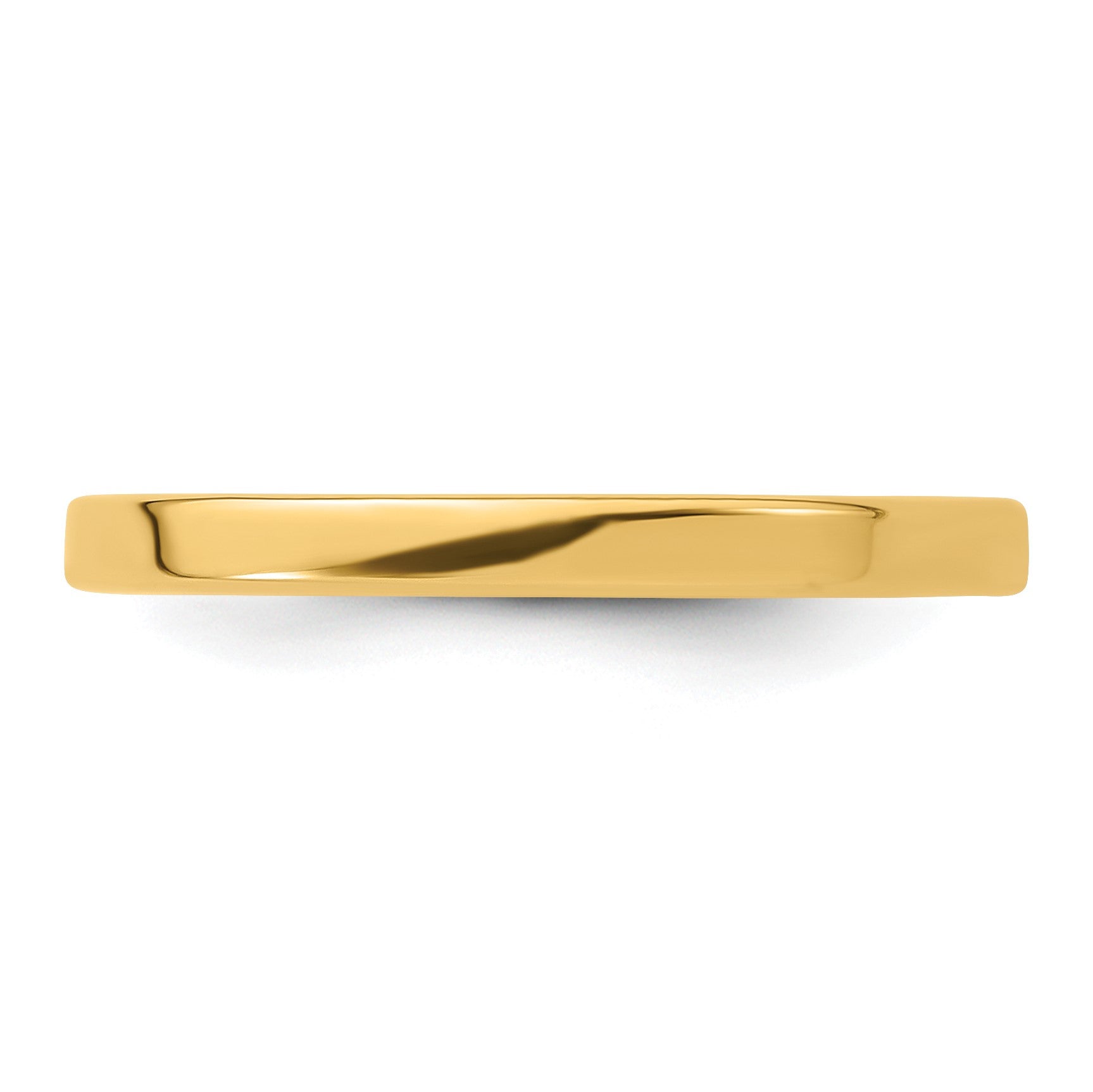 14k Yellow Gold 2mm Lightweight Flat Wedding Band Size 9.5