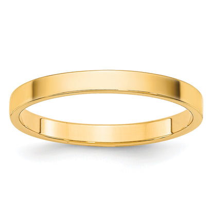 14k Yellow Gold 2mm Lightweight Flat Wedding Band Size 9