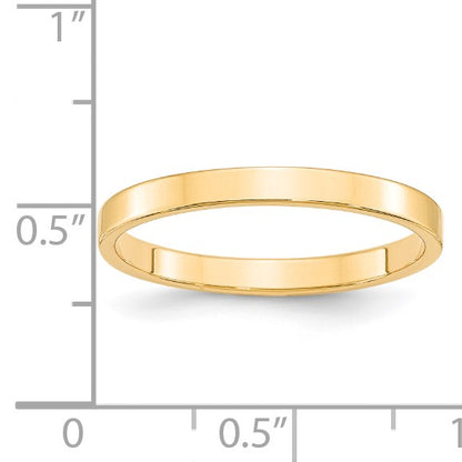 14k Yellow Gold 2.5mm Lightweight Flat Wedding Band Size 5