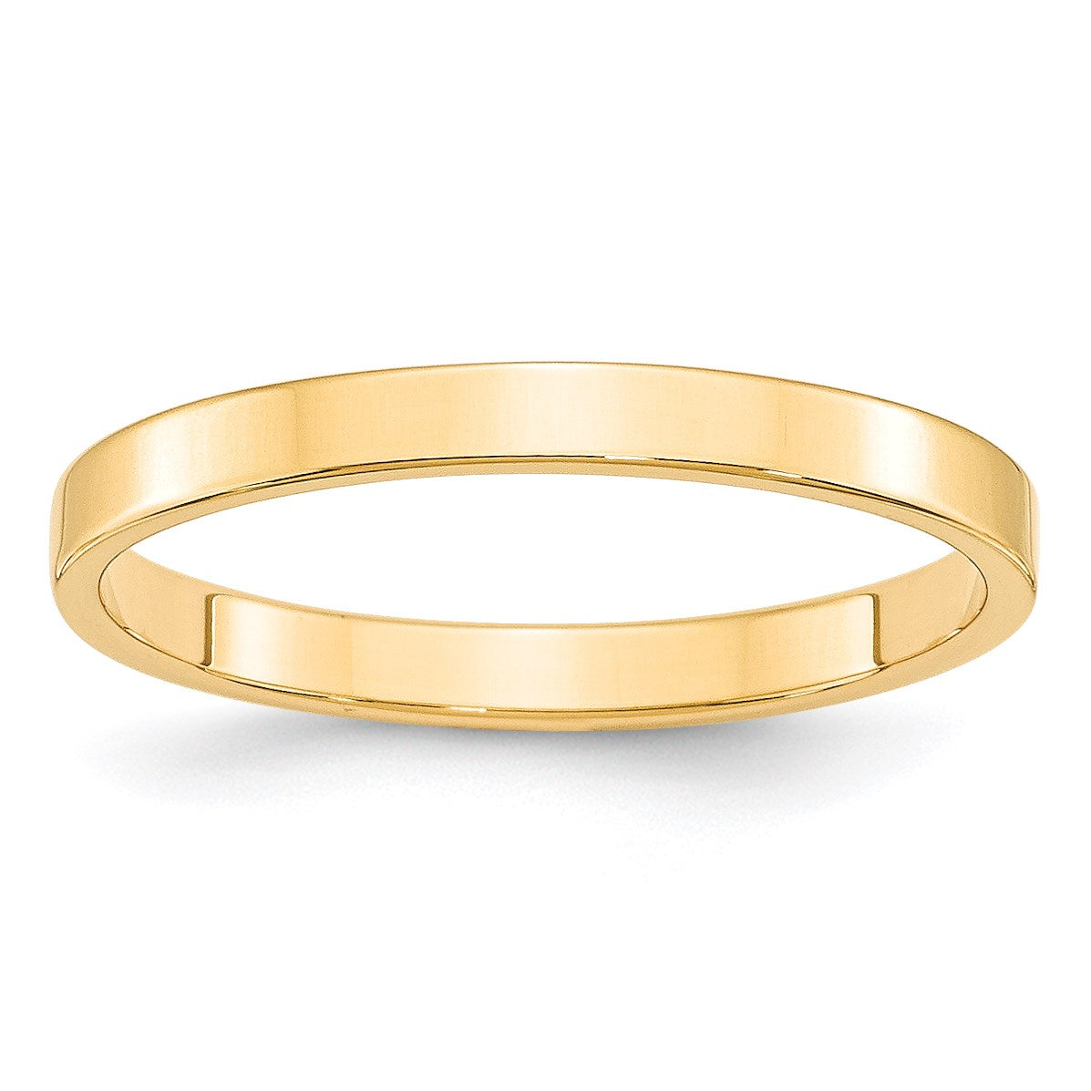 14k Yellow Gold 2.5mm Lightweight Flat Wedding Band Size 7.5