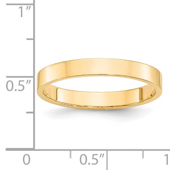 14k Yellow Gold 3mm Lightweight Flat Wedding Band Size 5.5