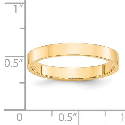 14k Yellow Gold 3mm Lightweight Flat Wedding Band Size 14