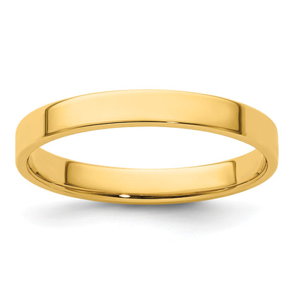 14k Yellow Gold 3mm Lightweight Flat Wedding Band Size 4.5