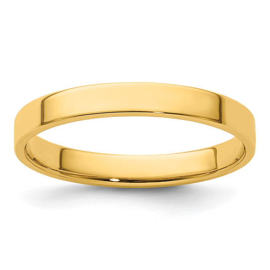 14k Yellow Gold 3mm Lightweight Flat Wedding Band Size 4.5