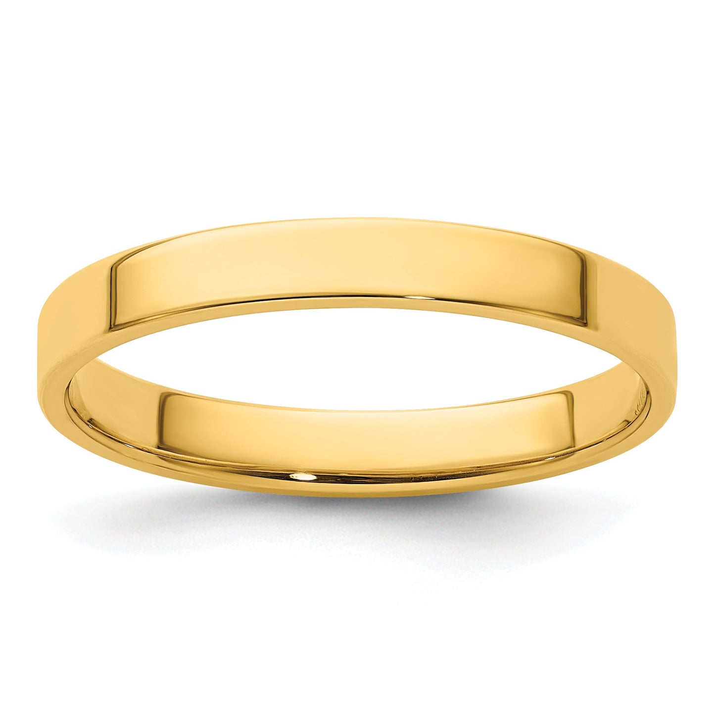 14k Yellow Gold 3mm Lightweight Flat Wedding Band Size 4