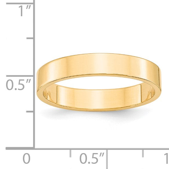 14k Yellow Gold 4mm Lightweight Flat Wedding Band Size 9.5
