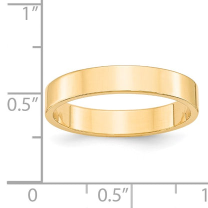 14k Yellow Gold 4mm Lightweight Flat Wedding Band Size 10