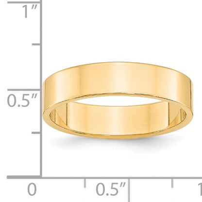 14k Yellow Gold 5mm Lightweight Flat Wedding Band Size 8.5