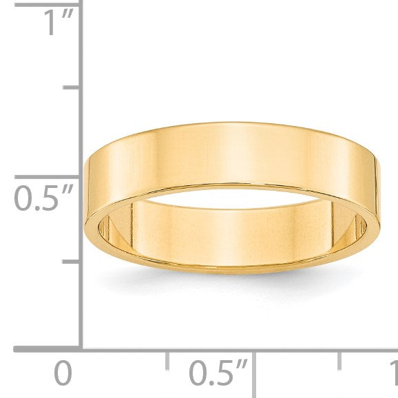 14k Yellow Gold 5mm Lightweight Flat Wedding Band Size 10.5