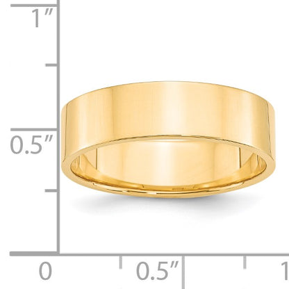 14k Yellow Gold 6mm Lightweight Flat Wedding Band Size 10
