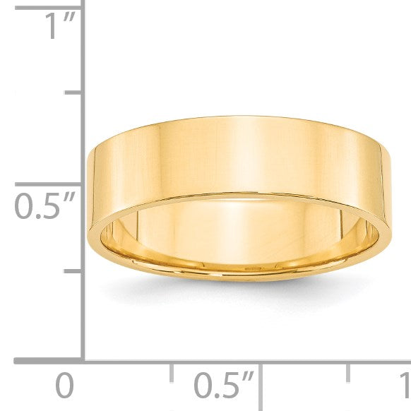 14k Yellow Gold 6mm Lightweight Flat Wedding Band Size 5