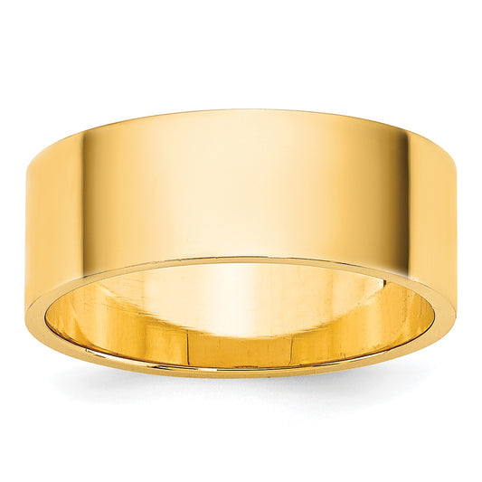 14k Yellow Gold 7mm Lightweight Flat Wedding Band Size 12